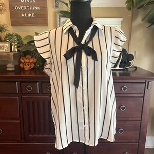 Lulus Striped Black and White Women's Top Sz Medium